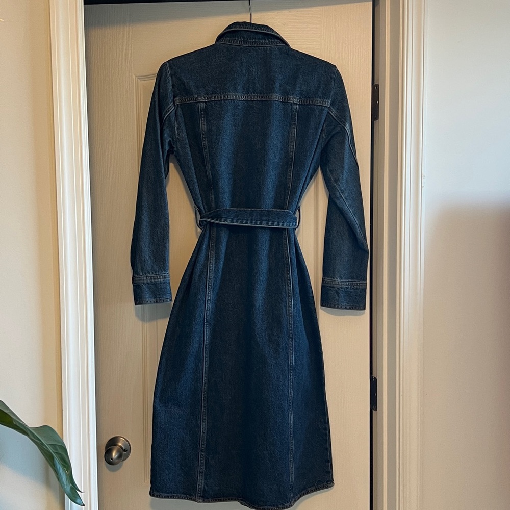 Zara ZW Blue Denim Front Fastening Belted Shirt Midi Dress. Size M - Picture 2 of 7